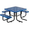 Global Equipment 46" Wheelchair Accessible Square Outdoor Steel Picnic Table, Blue 695291BL